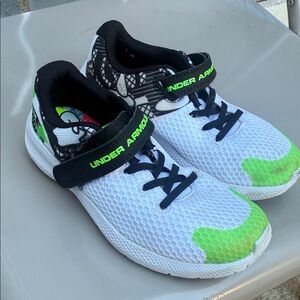 Under Armour Kids White and Neon Green Sneakers